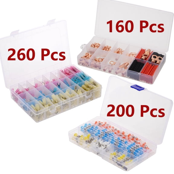 620 Pcs Heat Shrink Wire Connectors Kit, Copper Wire Lugs and Solder Seal Heat Shrink Butt Connectors, Waterproof Kit for Home Automotive Workshop Wiring