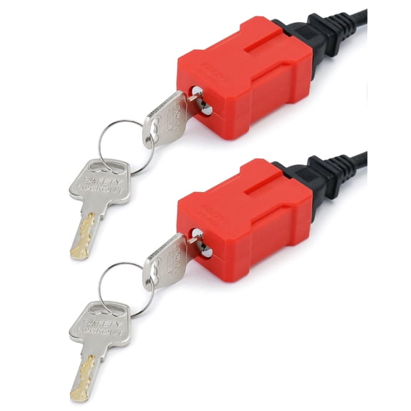 Electrical Cord Plug Lockout Device for Electrical Cord, 2 Pack Plug Locking Safety Lock, Keyed Differently, Fits 2 & 3 Prong Plugs, Electrical Shutdown Service