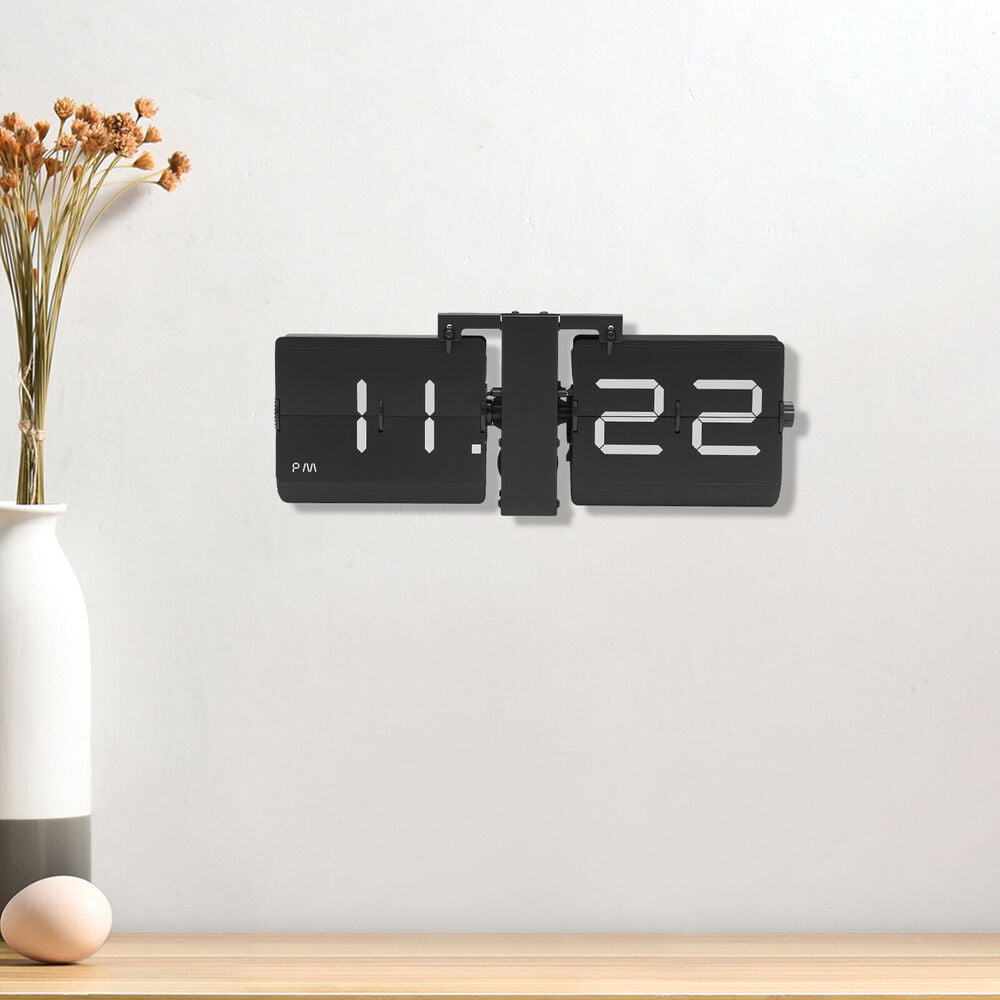 Electrical Digital Flip Clock Gray Flipping Out Wall and Tabletop Flip