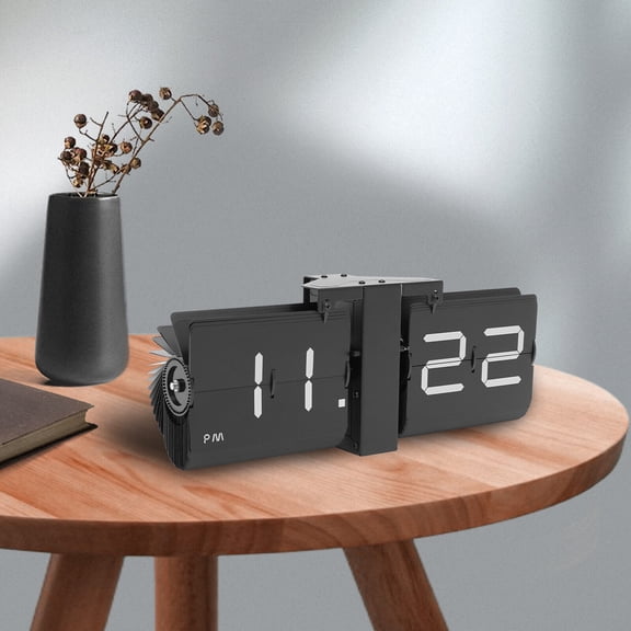Electrical Digital Flip Clock Gray Flipping Out Wall and Tabletop Flip Clock