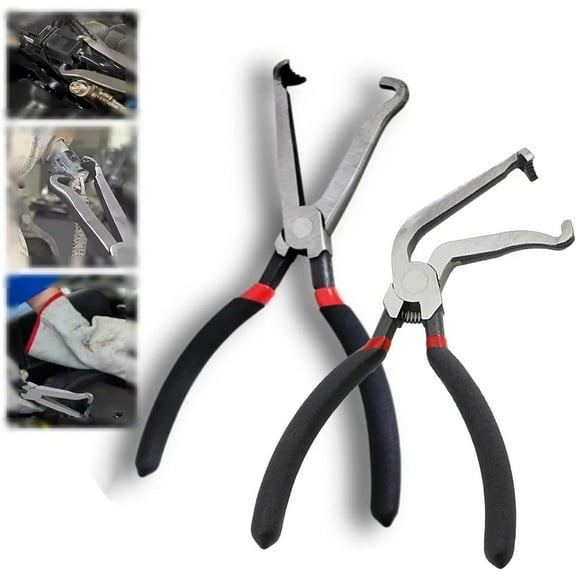 Electrical Disconnect Pliers,Electrical Connector Pliers for Cars,Fuel Line Petrol Clip Pipe Pliers, Automotive Hose Disconnect Tools for Push Tab Style Plugs (1*Red60+1*Red straight)