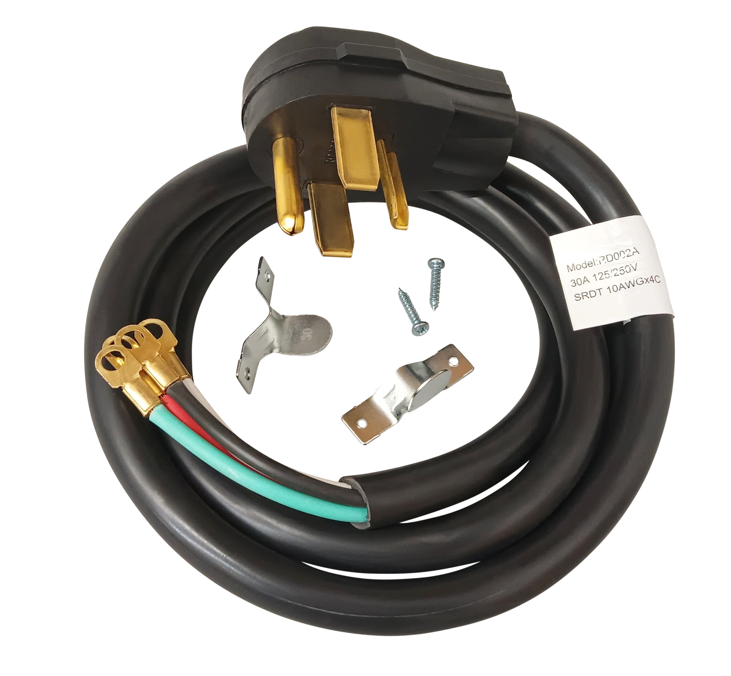 Electrical Dryer 6' Power Cord, 30 Amp, 4 Prong Wire 10 AWG, 125/250V, SDC4-30-6