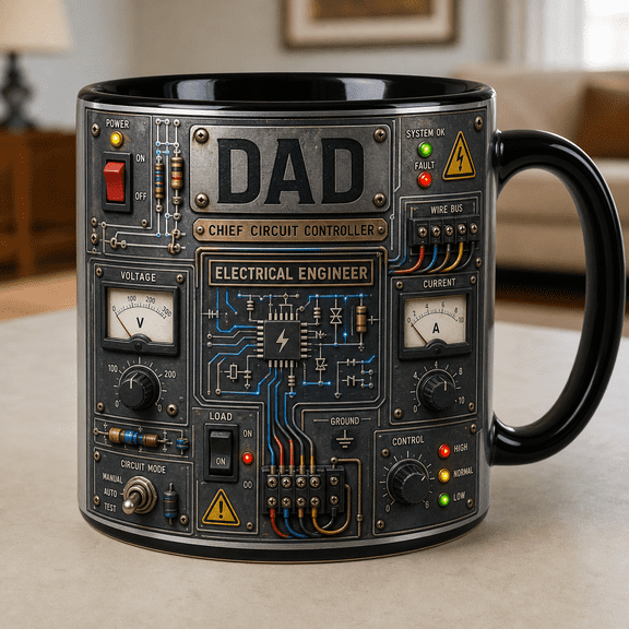 Electrical Engineer Dad Accent Mug, Chief Circuit Controller Father’s Day Gift for Daddy