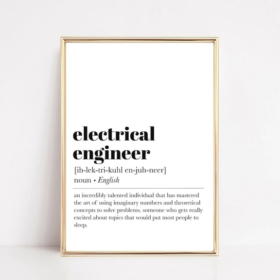 Electrical Engineer Definition Print, Electrical Engineer Gifts, Engineer Office Decor, Gift Engineers, Grad Gift, UNFRAMED PAPER POSTER, Home Decor, Vintage Gift, Living Room Dercor