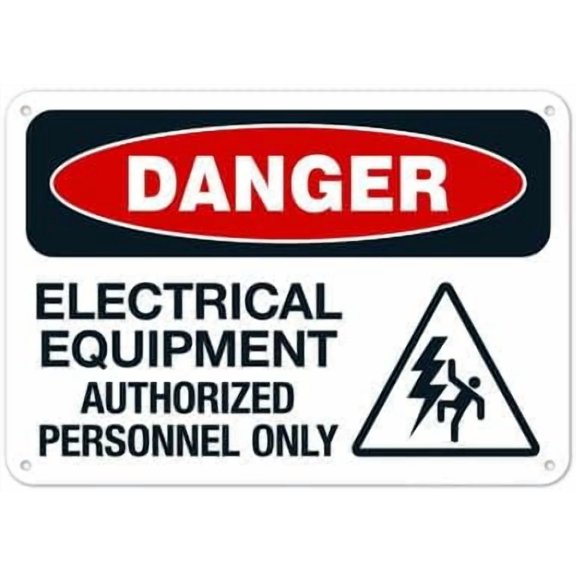 Electrical Equipment Authorized Personnel Only With Graphic OSHA Sign Signs, Facility Signs Metal Sign NO.27682 Metal Tin Sign 8x12 Inch - Clear Warning for Home & Business Use