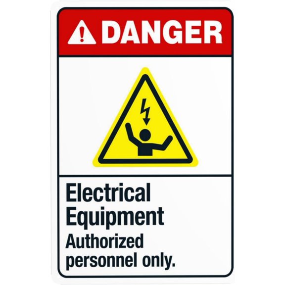 Electrical Equipment Authorized Personnel Only Warning Sign, Security Safety Metal Signs, Vintage Caution Poster Wall Decor for Business Office Home Street Road Use 8 x 12 Inches