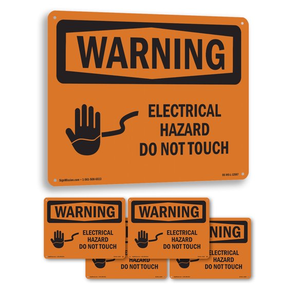 Electrical Hazard Do Not Touch OSHA WARNING Aluminum Sign 10 Inch x 7 Inch - 5 Pack