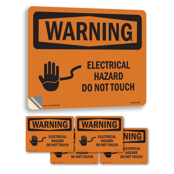 Electrical Hazard Do Not Touch OSHA WARNING Vinyl Decal Label 5 Inch x 3.5 Inch - 5 Pack