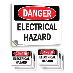 Electrical Hazard OSHA Danger Vinyl Decal Label 24 Inch x 18 Inch - 10 Pack