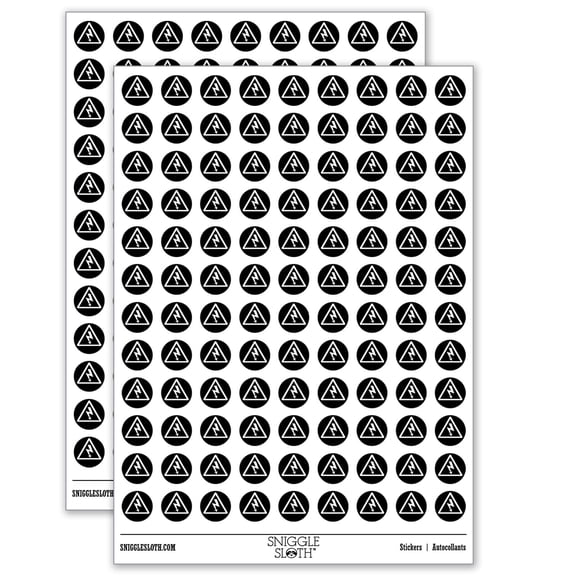Electrical Hazard Risk Warning Danger Sign 200+ Round Stickers - Matte Finish - 0.50" Size - Black