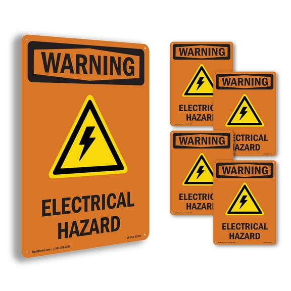Electrical Hazard With Symbol OSHA WARNING Rigid Plastic Sign 14 Inch x 10 Inch - 5 Pack