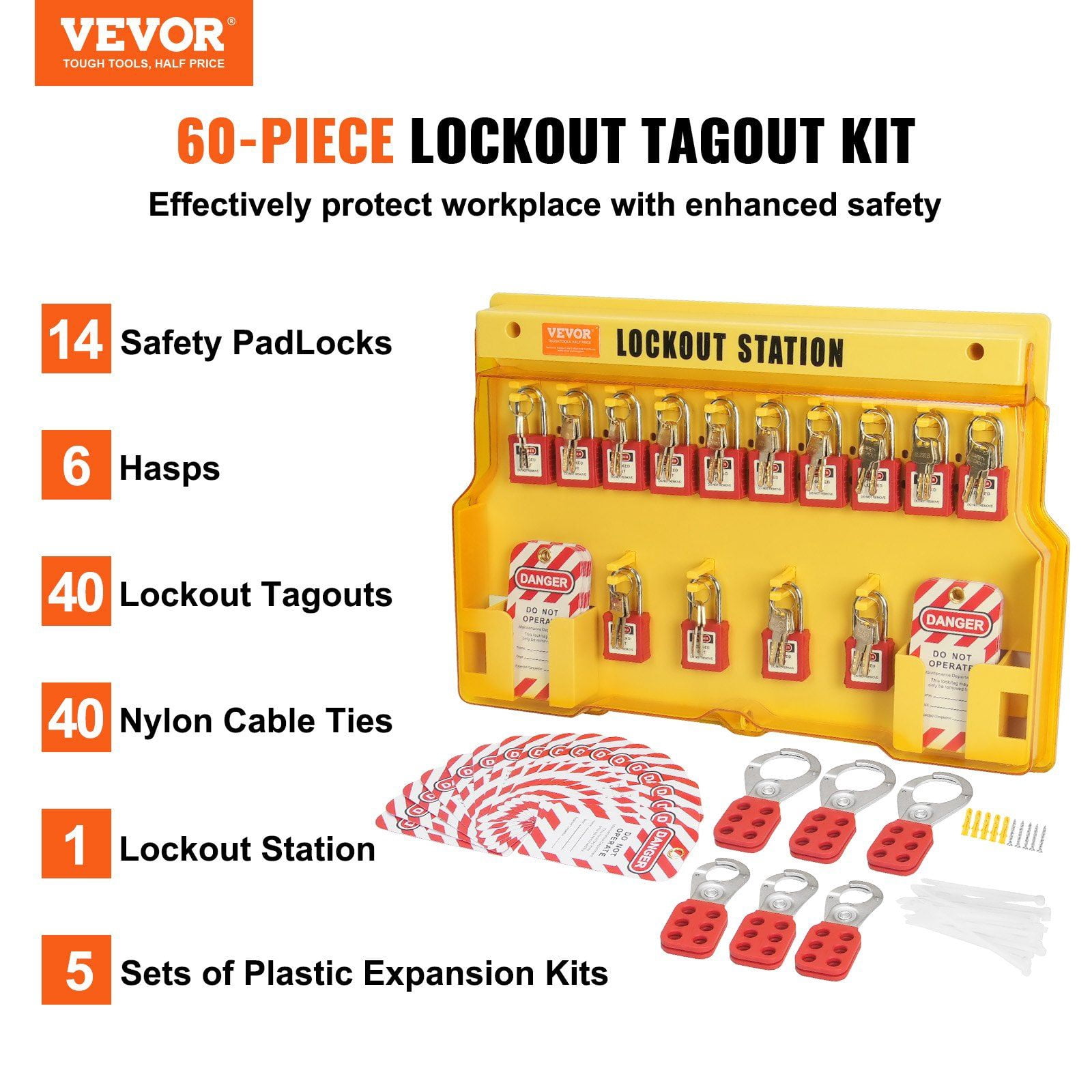 Electrical Lockout Tagout Kit,60 PCS Safety Lockout Tagout Station ...