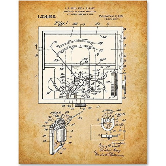 Electrical Meter 1919-11x14 Unframed Patent Print - Great Gift Electricians and Inventors