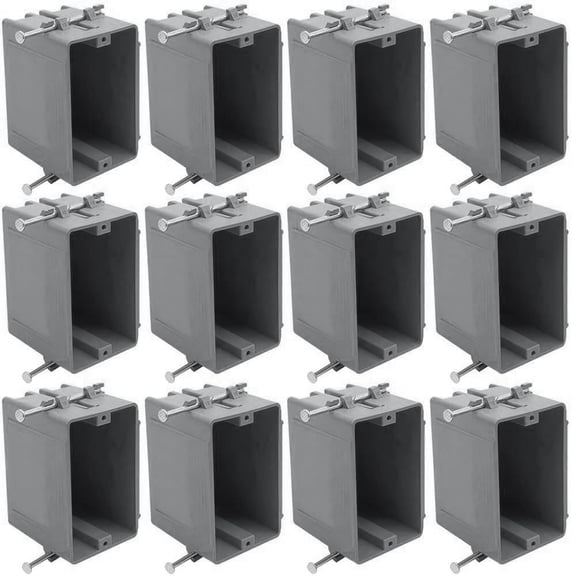 Electrical Outlet Box 1 Gang Gray 12 Pack Single Gang 18 Cubic Inch