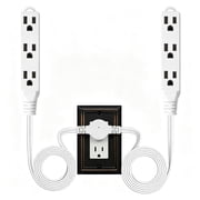 12FT Twin Extension Cord Power Strip with 6 Receptacles, Double Head Outlet Extender for Bedroom, Bed, Couch, Desk & Home Indoor Use, White