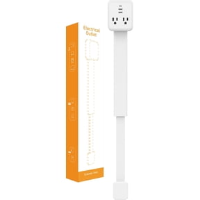 Electrical Outlet Extender 5-in-1 Rotating 360 Degree Swivel Plug with 17.2-25.8 Inch Adjustable Arm Grounded White for Sofa Desk Bedroom