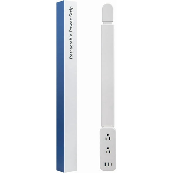 Electrical Outlet Extender Stick - Features USB-A, USB-C and 2 AC Outlets, Extends 22"-34", Rotates 180 Access Hard-to-Reach Outlets, Wall Plug Power Socket Expander Nightstands, Sofa, Desks