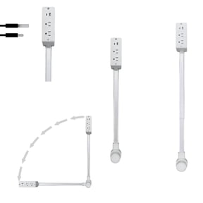 Electrical Outlet Extender Stick with 2 AC Outlets USB-C USB-A Ports, 180° Rotating Plug, Telescopic Power Socket with Velcro Strips for Sofa Bed Desk
