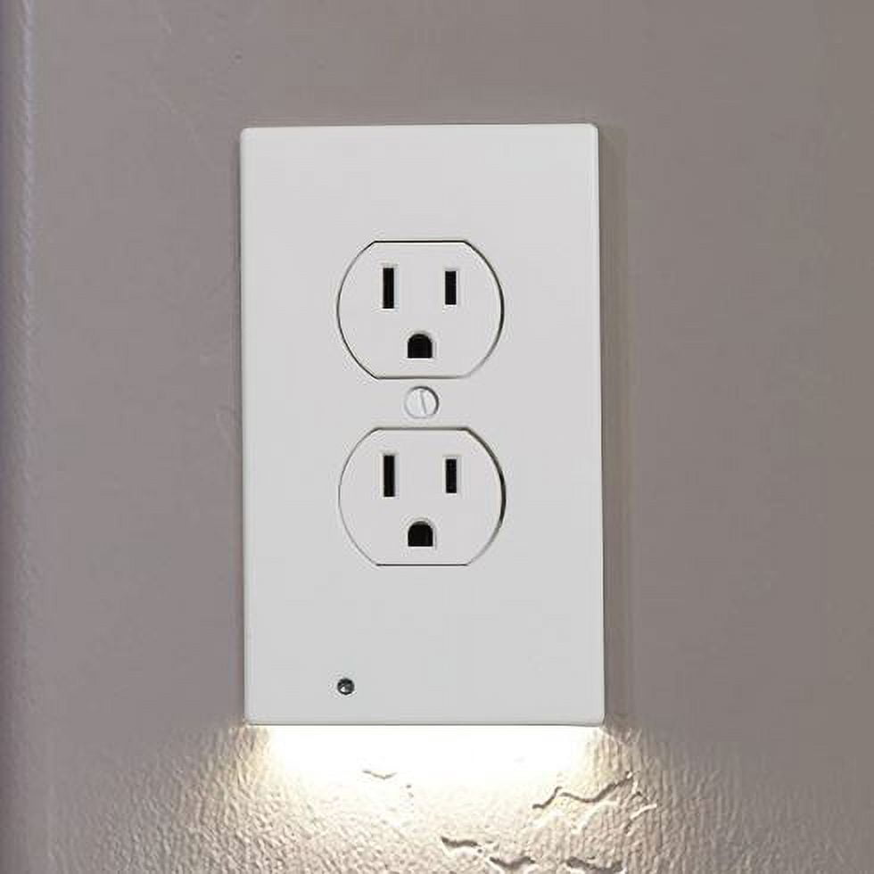White Duplex LED Night Light with Built-In Sensor - Electrical Outlet Covers (2-Pack) - Walmart.com