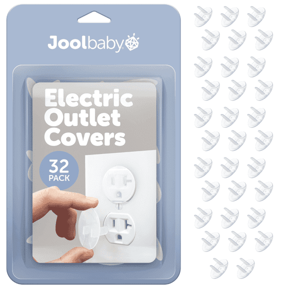 Jool Baby Safety Outlet Plug Covers, Electrical Outlet Covers for Baby Proofing, Clear, 32 Pack