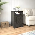 thumbnail image 1 of Electrical Outlets End Table - Dark Gray. Rustic Wooden Side With Materials. Ample Storage And Convenient Charging Gray Nightstand Charging. Engineered Wood Table. Spacious, 1 of 3