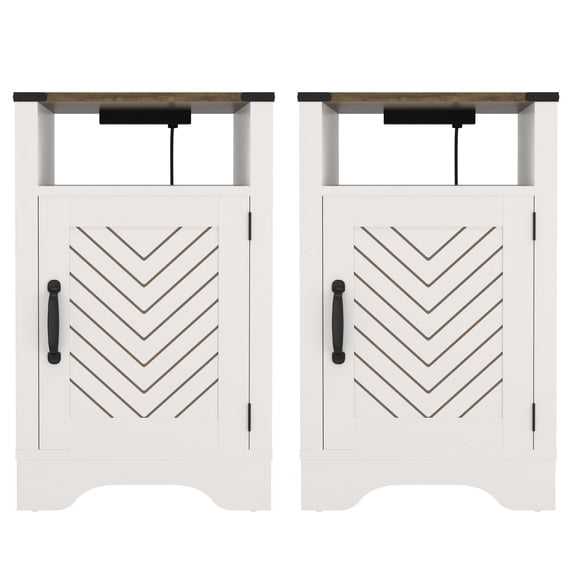 Electrical Outlets and USB Ports / Durable Wood Side Table with Ample Storage