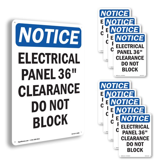 Electrical Panel 36 Clearance OSHA Notice Aluminum Sign 10 Inch x 7 Inch - 10 Pack