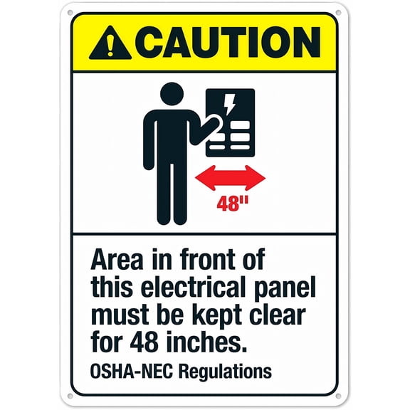 Electrical Panel Clearance Sign - 8"x12" NO.27553 Metal Tin Sign, 48 Inches Clear, Home Business Warning