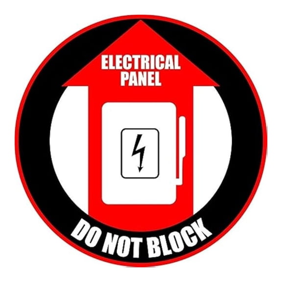 Electrical Panel Floor Sign - 12" Do Not Block Safety Sticker, Red Anti-Slip Hazard Alert, OSHA Compliance, Industrial Vinyl Decal for Workplace Safety