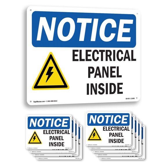 Electrical Panel Inside OSHA Notice Aluminum Sign 10 Inch x 7 Inch - 10 Pack