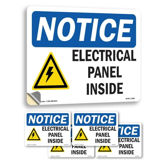 Electrical Panel Inside With Symbol OSHA Notice Vinyl Decal Label 5 Inch x 3.5 Inch - 5 Pack