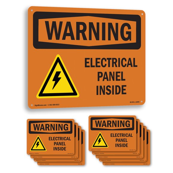 Electrical Panel Inside With Symbol OSHA WARNING Aluminum Sign 10 Inch x 7 Inch - 10 Pack