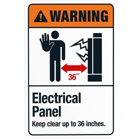 Electrical Panel Keep Clear Up To 36 Inches Warning Sign, Security Safety Metal Signs, Vintage Caution Poster Wall Decor for Business Office Home Street Road Use 8 x 12 Inch