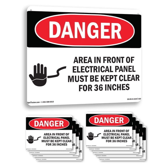 Electrical Panel Keep Clear OSHA Danger Aluminum Sign 10 Inch x 7 Inch - 10 Pack