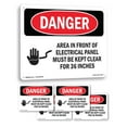 thumbnail image 1 of Electrical Panel Keep Clear OSHA Danger Rigid Plastic Sign 18 Inch x 12 Inch - 5 Pack, 1 of 8