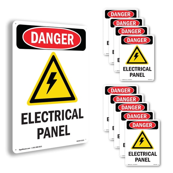 Electrical Panel OSHA Danger Aluminum Sign 10 Inch x 7 Inch - 10 Pack