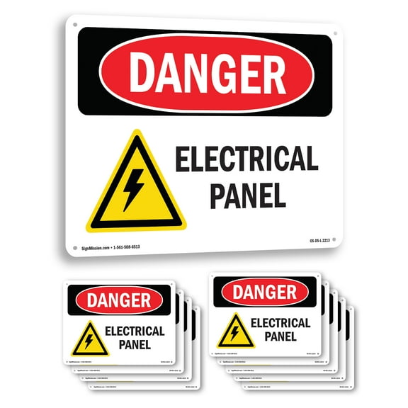 Electrical Panel OSHA Danger Rigid Plastic Sign 10 Inch x 7 Inch - 10 Pack