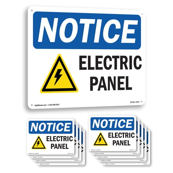 Electrical Panel OSHA Notice Aluminum Sign 10 Inch x 7 Inch - 10 Pack