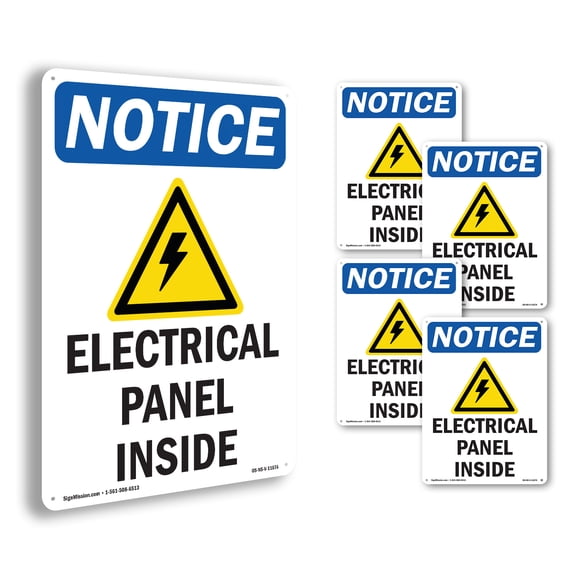 Electrical Panels Inside OSHA Notice Rigid Plastic Sign 14 Inch x 10 Inch - 5 Pack