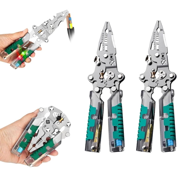 Electrical Pliers, 2026 Upgrade Folding Stylus Screwdriver Wire Stripper, 18 In 1 Foldable Wire Stripper, Built-In Voltage Tester Screwdriver for Cutting And Pulling Wires Cable (B2*PCS)