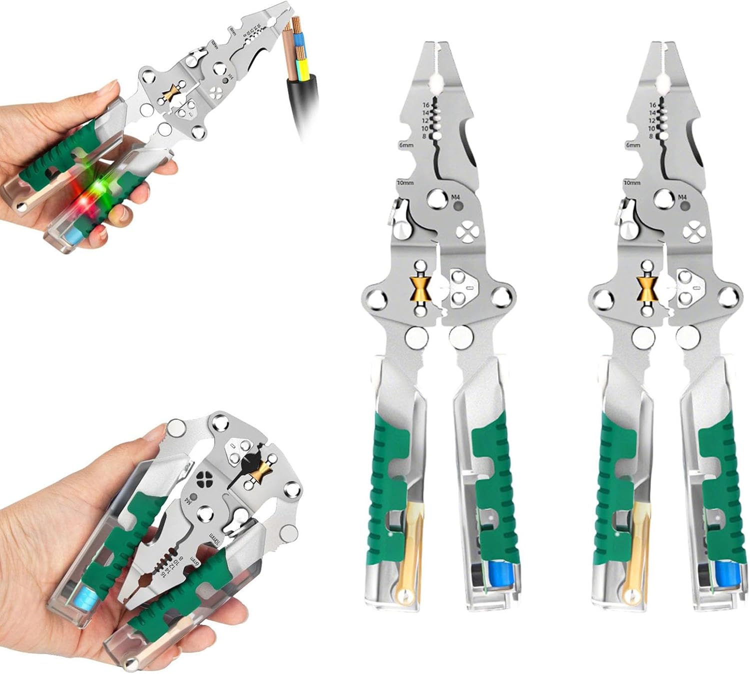 Electrical Pliers, 2026 Upgrade Folding Stylus Screwdriver Wire Stripper, 18 In 1 Foldable Ｗire Stripper, Built-In Voltage Tester Screwdriver for Cutting And Pulling Wires Cable (2*PCS)