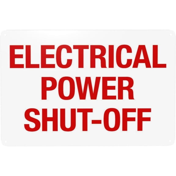 Electrical Power Shut-Off Warning Sign, Security Safety Metal Signs, Vintage Caution Poster Wall Decor for Business Office Home Street Road Custom Use 12 x 8 Inch