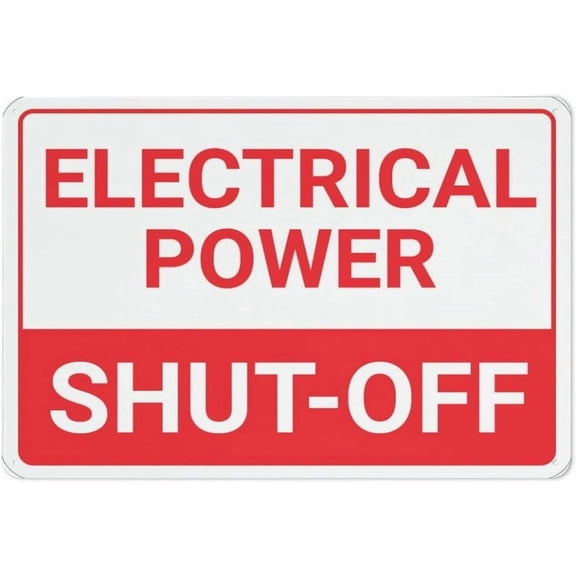 Electrical Power ShutOff Sign – 8x12 Inch RustFree Aluminum,Reflective & Weatherproof,HighVisibility Safety Warning for Workplace or Construction Sites