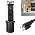 thumbnail image 1 of Electrical Pull Pop Up Power Outlet 3 Socket 2 USB Kitchen Desk Plug Function, 1 of 6