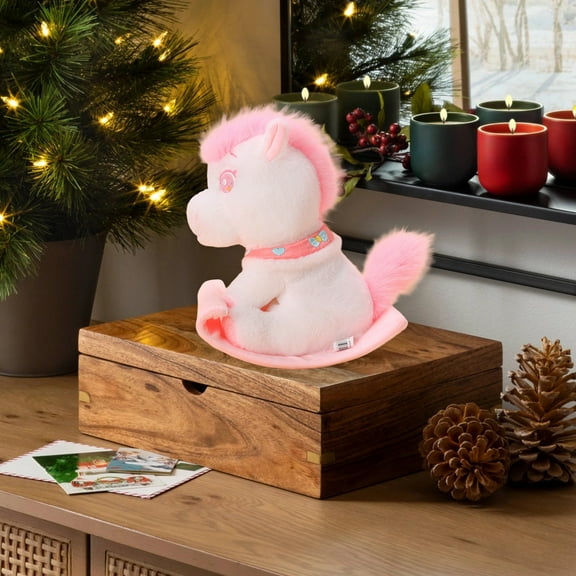 Electrical Rocking Horse Doll with Automatic Motion, Soft Polyester Fiber Decorative Ornament for Desk and Shelf, Festive Year of The Tiger Gift for Home and Office Decor(Pink)