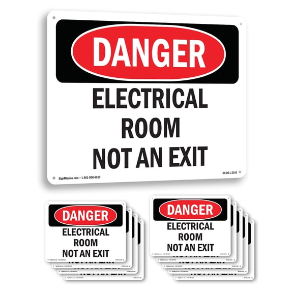Electrical Room Not An Exit OSHA Danger Rigid Plastic Sign 14 Inch x 10 Inch - 10 Pack