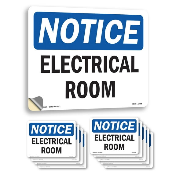 Electrical Room OSHA Notice Vinyl Decal Label 5 Inch x 3.5 Inch - 10 Pack