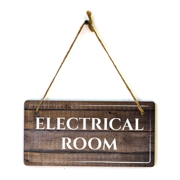 Electrical Room | Rustic Dark Wood 5 x 10" Hanging Sign