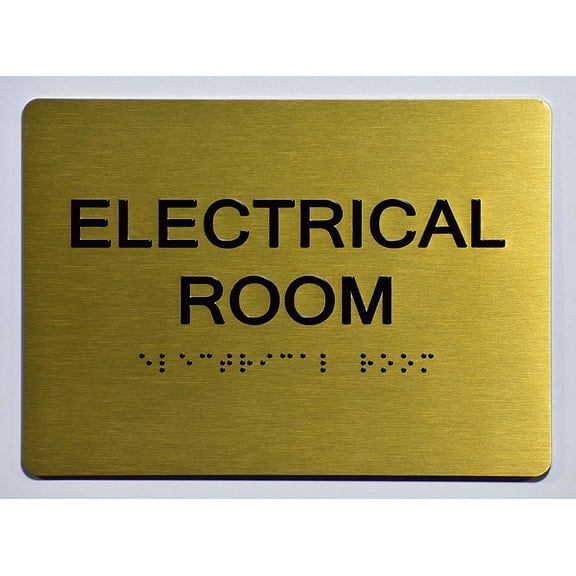 Electrical Room Sign -Gold(Aluminium, Gold/Black,Size 5x7) The Sensation line