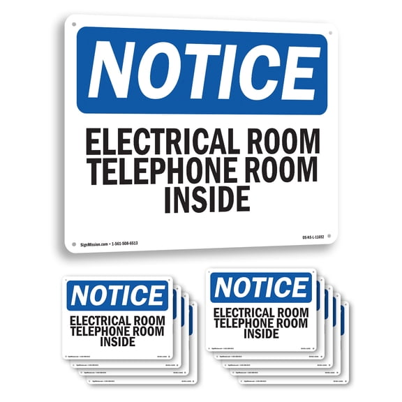 Electrical Room Telephone Room Inside OSHA Notice Aluminum Sign 14 Inch x 10 Inch - 10 Pack